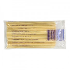 Brocheta de bambu de 15 cm Paquete de 100 piezas-AbarrotesyMasLuz- Abarrotes