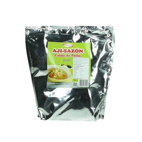 Caldo de pollo Aji-Sazon Premium etiqueta verde Bolsa de 2.7 Kg-AbarrotesyMasLuz- Consomé de pollo