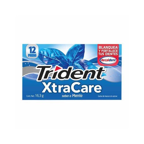 Chicle Trident Xtracare menta 12 paquetes de 12 piezas-AbarrotesyMasLuz- Dulces