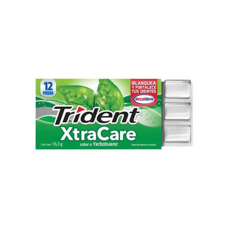 Chicle Trident Xtracare yerbabuena 12 paquetes de 12 piezas-AbarrotesyMasLuz- Dulces