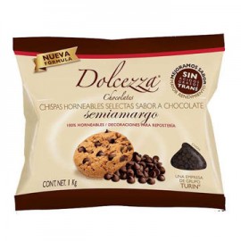 Chocolate en Chispas semiamargo Dolcezza Bolsa de 1 Kg (IEPS inc.)-AbarrotesyMasLuz- Chispas de chocolate