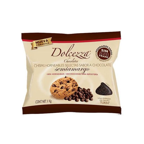 Chocolate en Chispas semiamargo Dolcezza Bolsa de 1 Kg (IEPS inc.)-AbarrotesyMasLuz- Chispas de chocolate