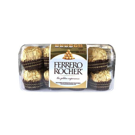 Chocolate Ferrero Rocher Estuche de 16 pz (IEPS inc.)-AbarrotesyMasLuz- Chocolates individuales