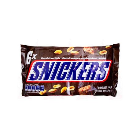 Chocolate Snickers paquete de 6 piezas (IEPS inc.)-AbarrotesyMasLuz- Chocolates individuales