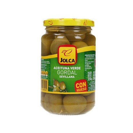Aceituna verde Gordal Sevillana Jolca Frasco de 350 g-AbarrotesyMasLuz- Conservas