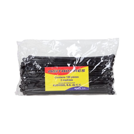 Agitador negro Bolsa de 100 piezas-AbarrotesyMasLuz- Popotes y agitadores