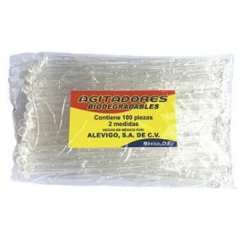 Agitador Transparente Biodegradable 100 piezas-AbarrotesyMasLuz- Popotes y agitadores