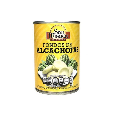 Alcachofa fondos San Miguel Lata de 390 g-AbarrotesyMasLuz- Alcachofa