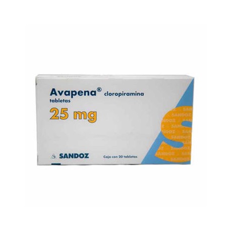 Avapena Cloropiramina 20 tabletas de 25 mg-AbarrotesyMasLuz- Productos de farmacia para rest