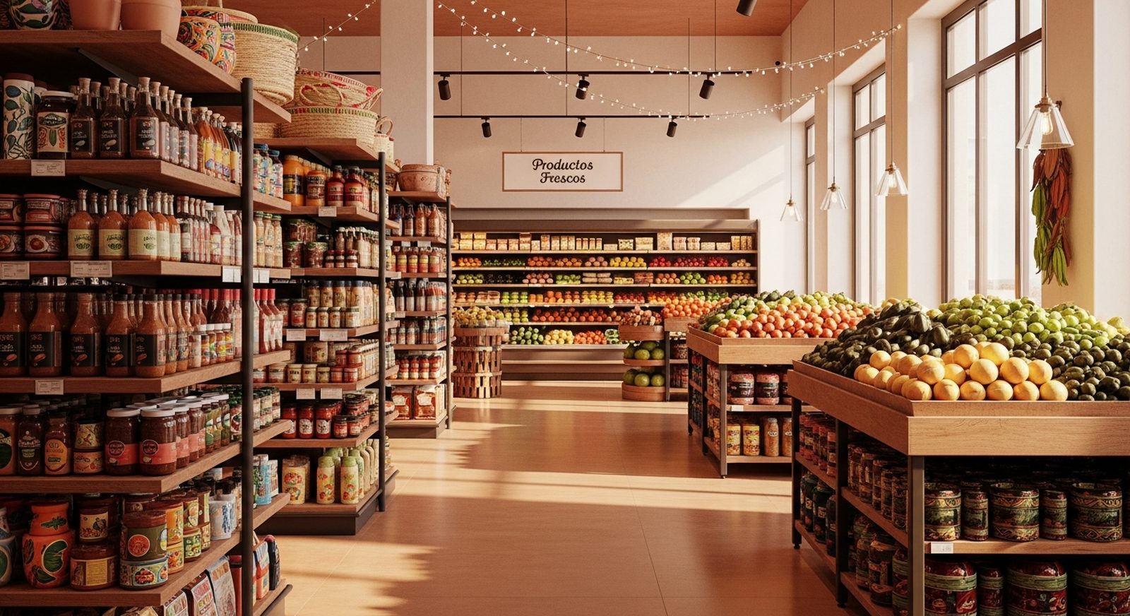 Interior de mercado cálido